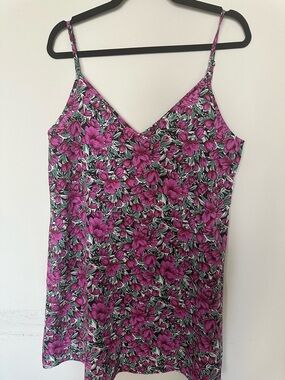SHEIN Purple Floral V-Neck Camisole Slip Dress Medium